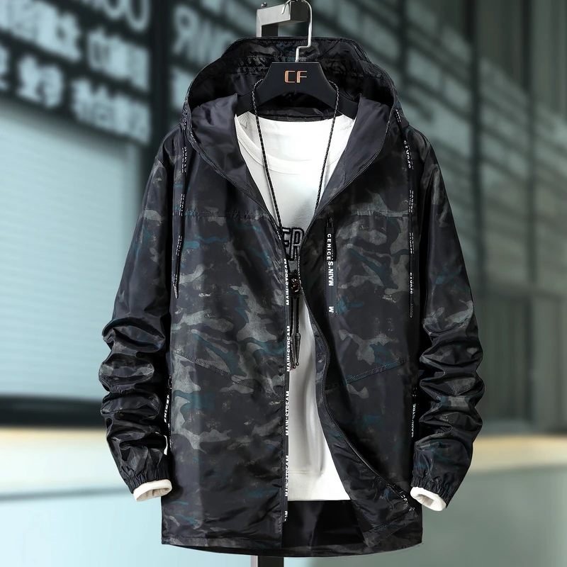 Ceny Plus 10XL 9XL 8XL 7XL 6XL wiosna jesień mężczyzna dorywczo kamuflażu kurtka z kapturem mężczyźni odzież męska wiatrówka płaszcz męski znosić