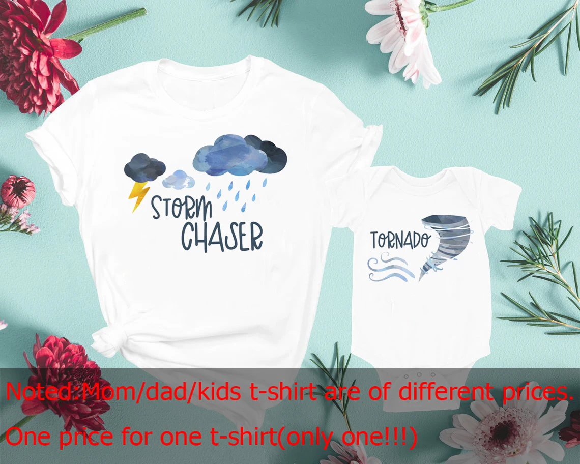 Mother's Day Mummy and Me Outfit Chasing StormsLittle Tornado Matching Shirts Baby Shower Gift