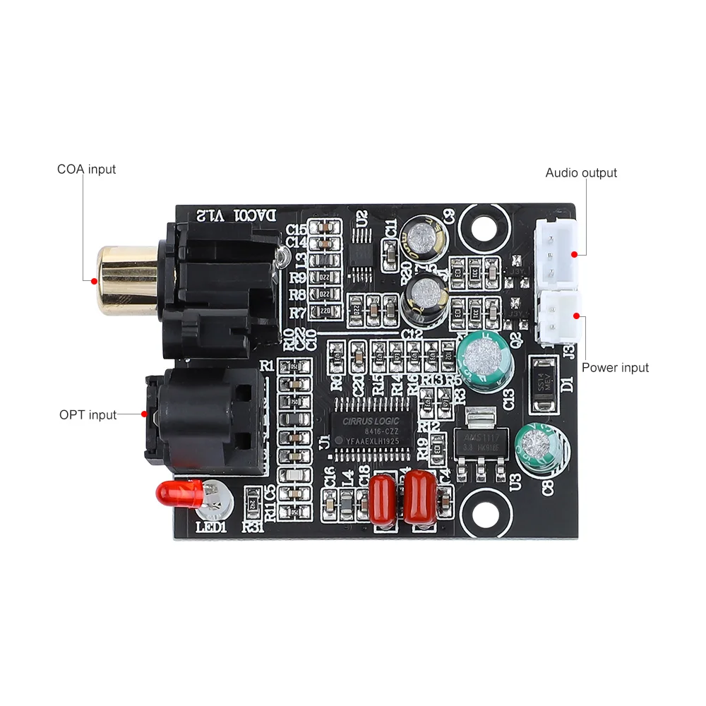 Цифровой декодер AIYIMA DAC CS8416 + CS4344 оптоволоконный коаксиальный цифровой вход
