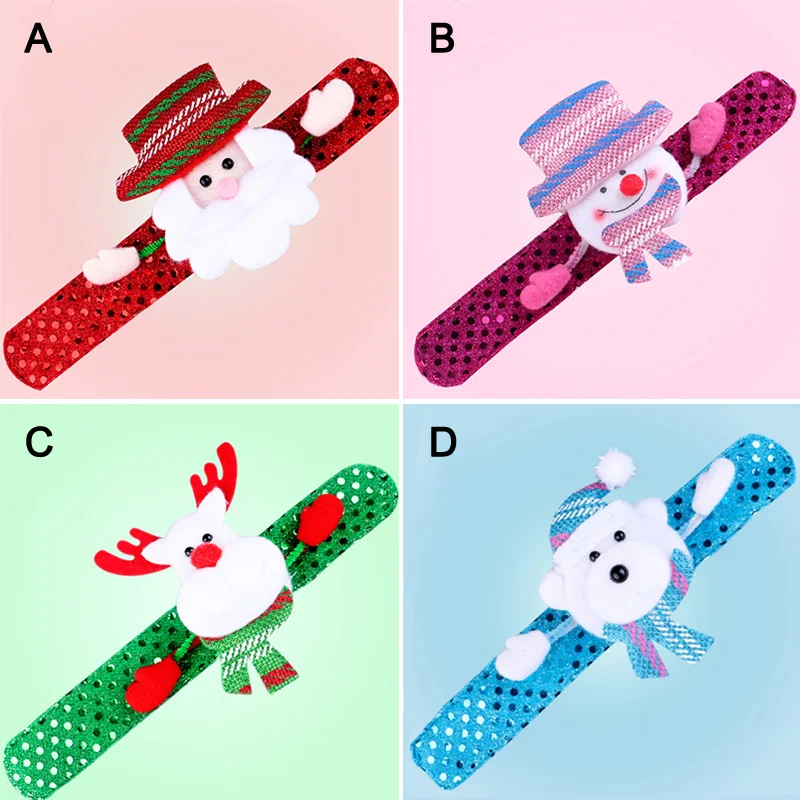 

2pcs LED Light Glow Christmas Dazzling Toy Xmas Slap Circle Bracelet Wrist Band AUG889