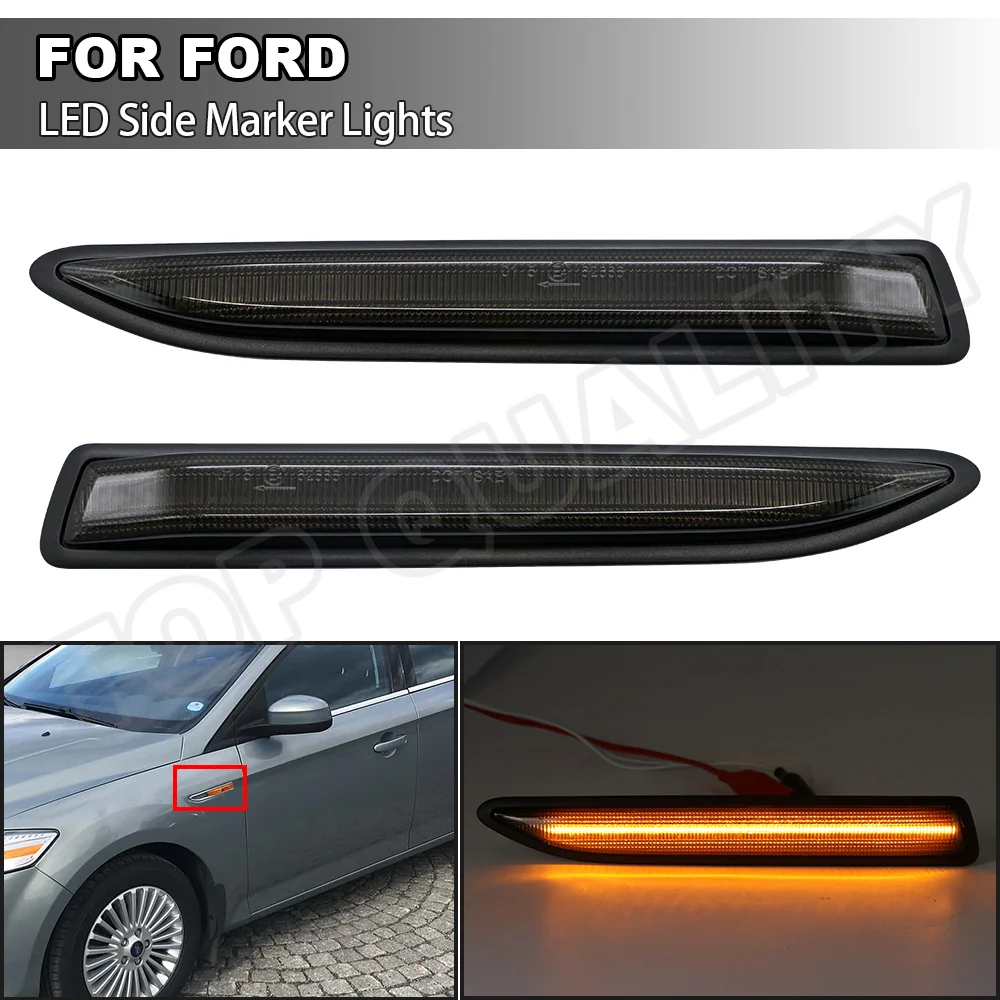 2X Smoke Dynamic LED Side Marker Light Lamps Amber Turn Signal Lights For Ford Mondeo Mk4 Hatchback Saloon Estate  (BA7)  07-15