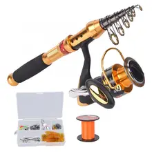 Удочка комбинированная катушка полный комплект 2,7 м углеродное удилище 3500 серия 5,0: 1 11+ 1BB катушка Приманка оранжевая Нейлоновая Леска рыболовная Сумка Набор инструментов для рыбалки