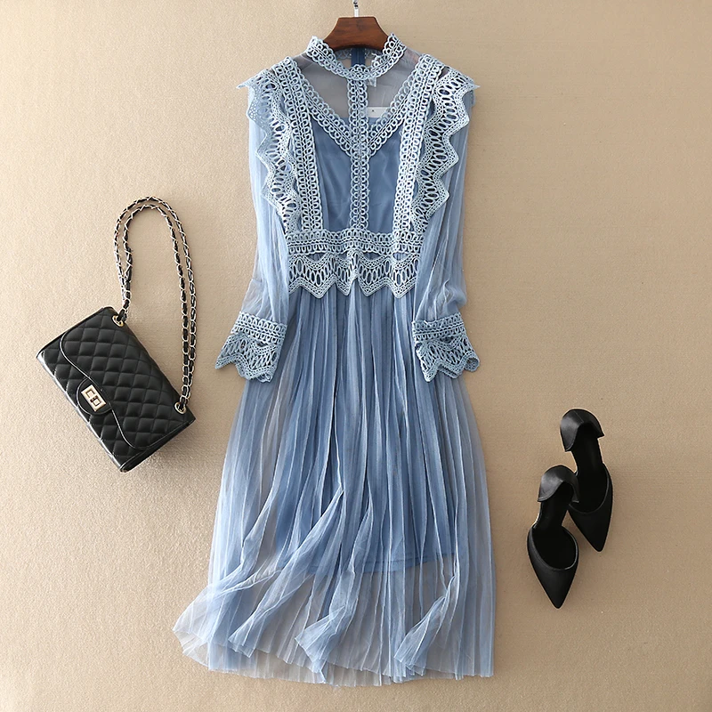 Высокое качество женские элегантные кружевные повседневные с длинным рукавом