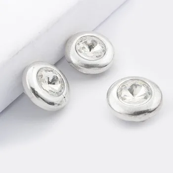 

5Pcs Tibetan Silver 20.5mm Beads Rhinestone Slider Spacer For 10*2mm Flat Leather Cord Necklace Bracelet DIY Jewellry Findings