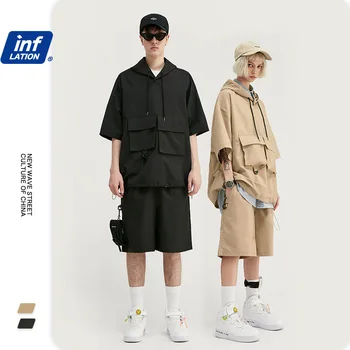 

2020 New Short Sleeved T-shirt Baggy Shorts Set Stereo Pocket Tooling Quick Drying Hoodie Mens Sweatsuits 2 Piece Set BB50
