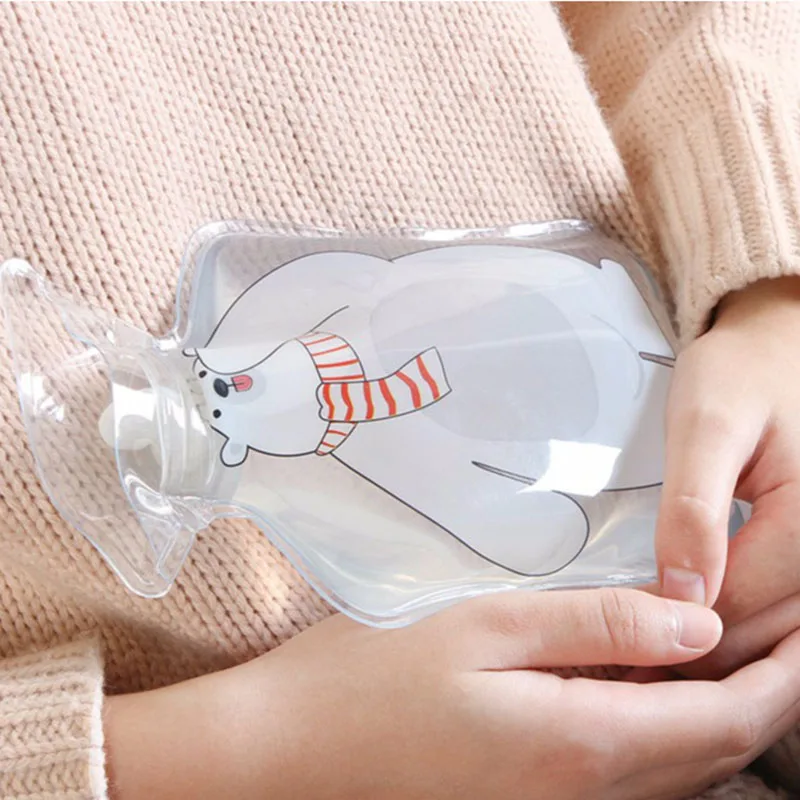 1Pcs Cartoon Transparent Warm Hand Water-Filling Hot Water Bottles Mini Fashion Removable Washable Student Warming Products