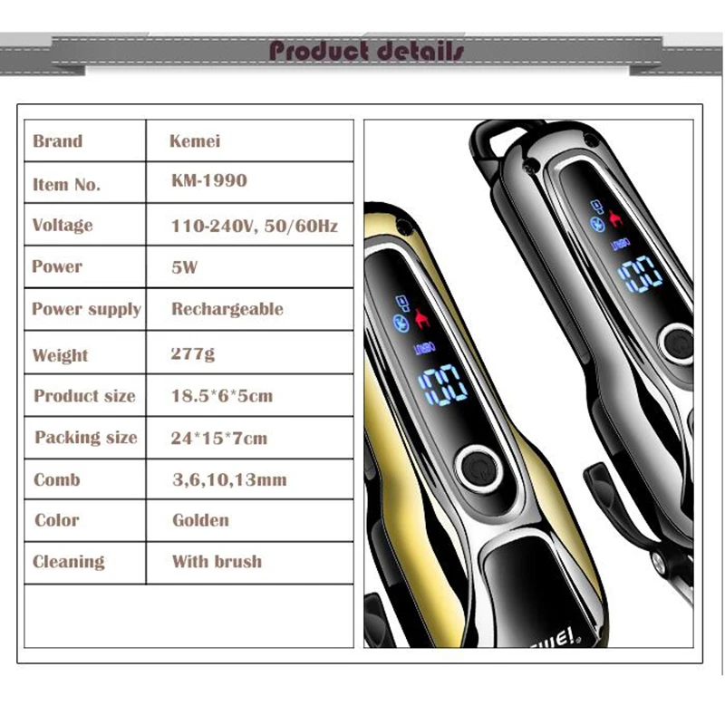 Online Cortadora de pelo profesional con turbocompresor de 110 v 240 v, recortadora de pelo recargable para hombres, Afeitadora eléctrica, máquina de corte de pelo de barbero