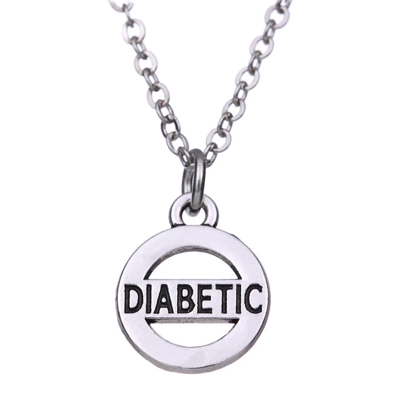 

12pcs/lot New Trend Of Silver Metal Unisex Couple Diabetes Necklace Jewelry