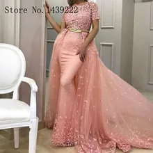 Sofuge розовое вечернее платье кружева с кружевной аппликацией и коротким рукавом знаменитости Формальные платья Robe De Soiree вечернее праздничное платье с открытой спинкой платье