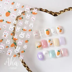 1Pcs Cartoon Rabbit Nail Sticker Cartoon Summer Painted Rabbit Adhesive Three-dimensional Jewelry Rabbit Frog Nail Art Stickers
