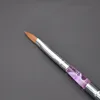 Hot Sale 1pc Five Models Optional Purple+Silver Handle Pure Animal Hair Nail Art Pen Pedicure Tool Acrylic Nail Brushes 2