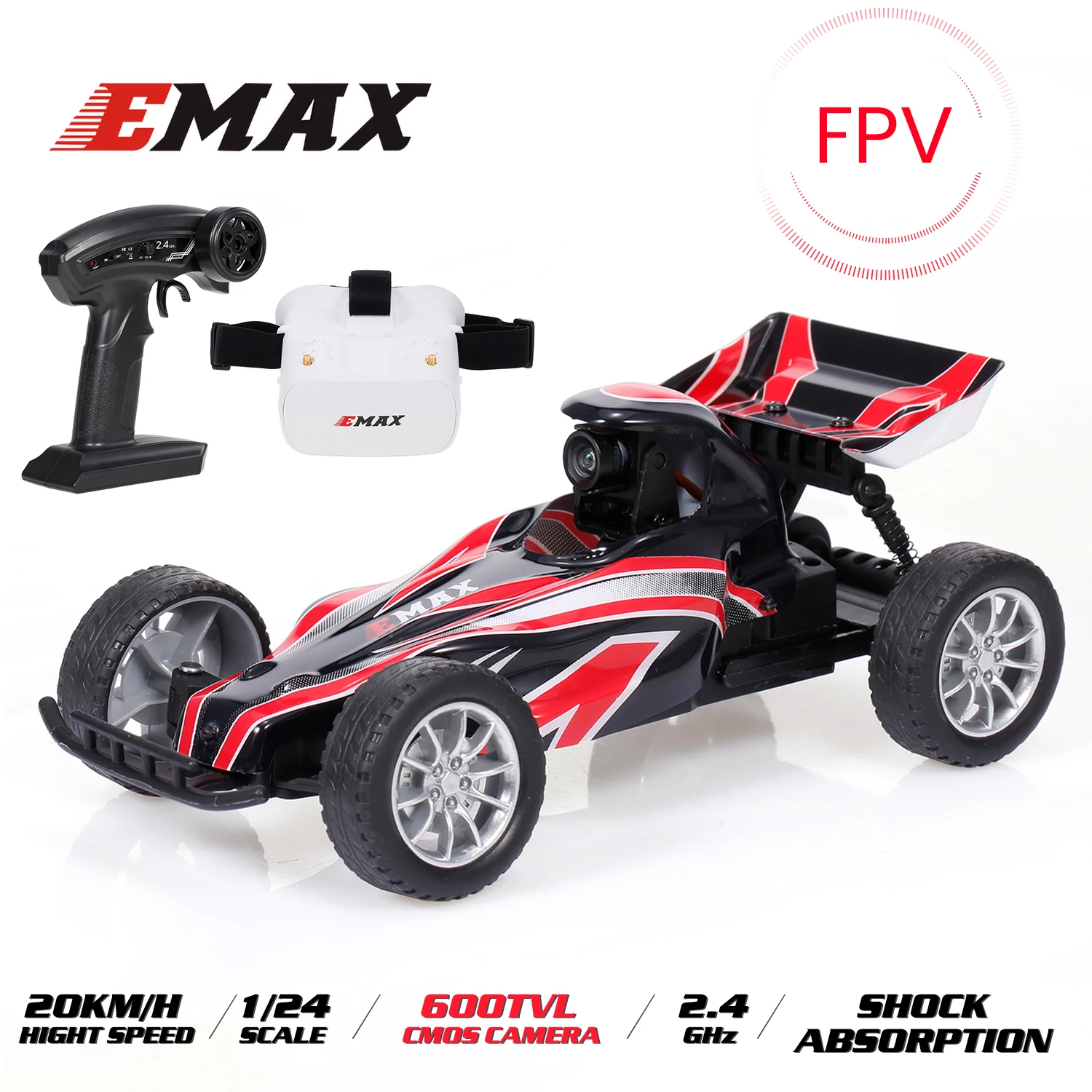 Перехватчик EMAX FPV гоночный автомобиль с камерой 600TVL 2 4G 1/24 дистанционное