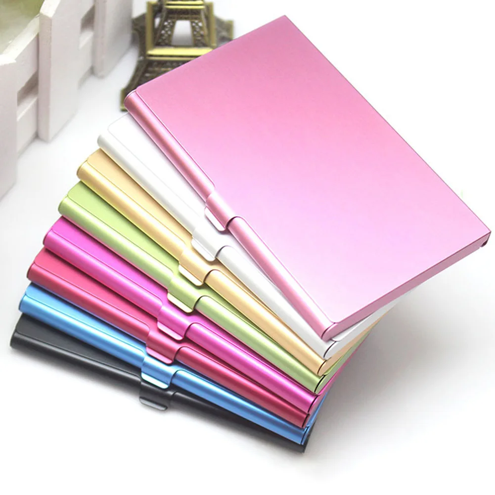 Portatarjetas creativo de aleación de aluminio, funda de Metal de Color sólido para tarjetas de crédito y negocios