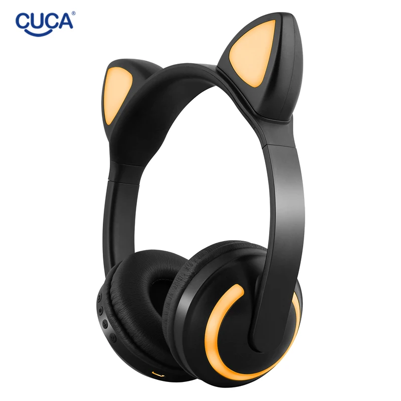CUCA LED Cat Ear Bluetooth 5 0 Headset Noise Cancelling earphone for Kids Grils Gift Colorful Headphone With Mic Wireless Wired