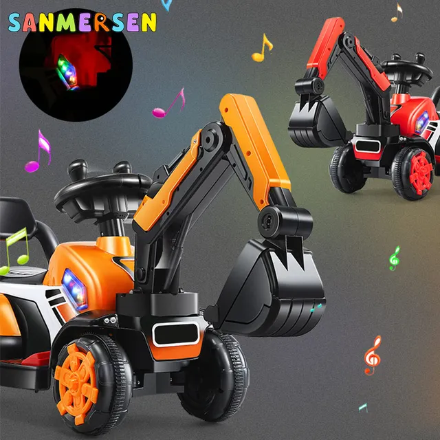 Child Large Excavator Ride on Car Toys Baby Simulation Electric Car Walker Scooter Balance Birthday Gift for 2-6 Years Old Boys 5