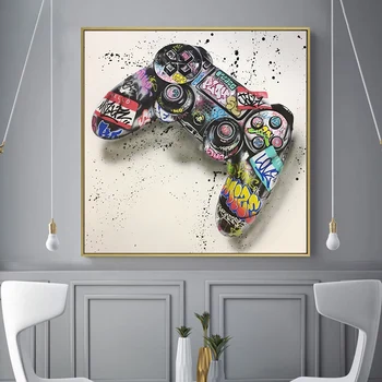 

Graffiti Art Gamepad Canvas Art Posters and Print Abstract Game Handle Canvas Paintings on The Wall for Kid's Room Decor Picture