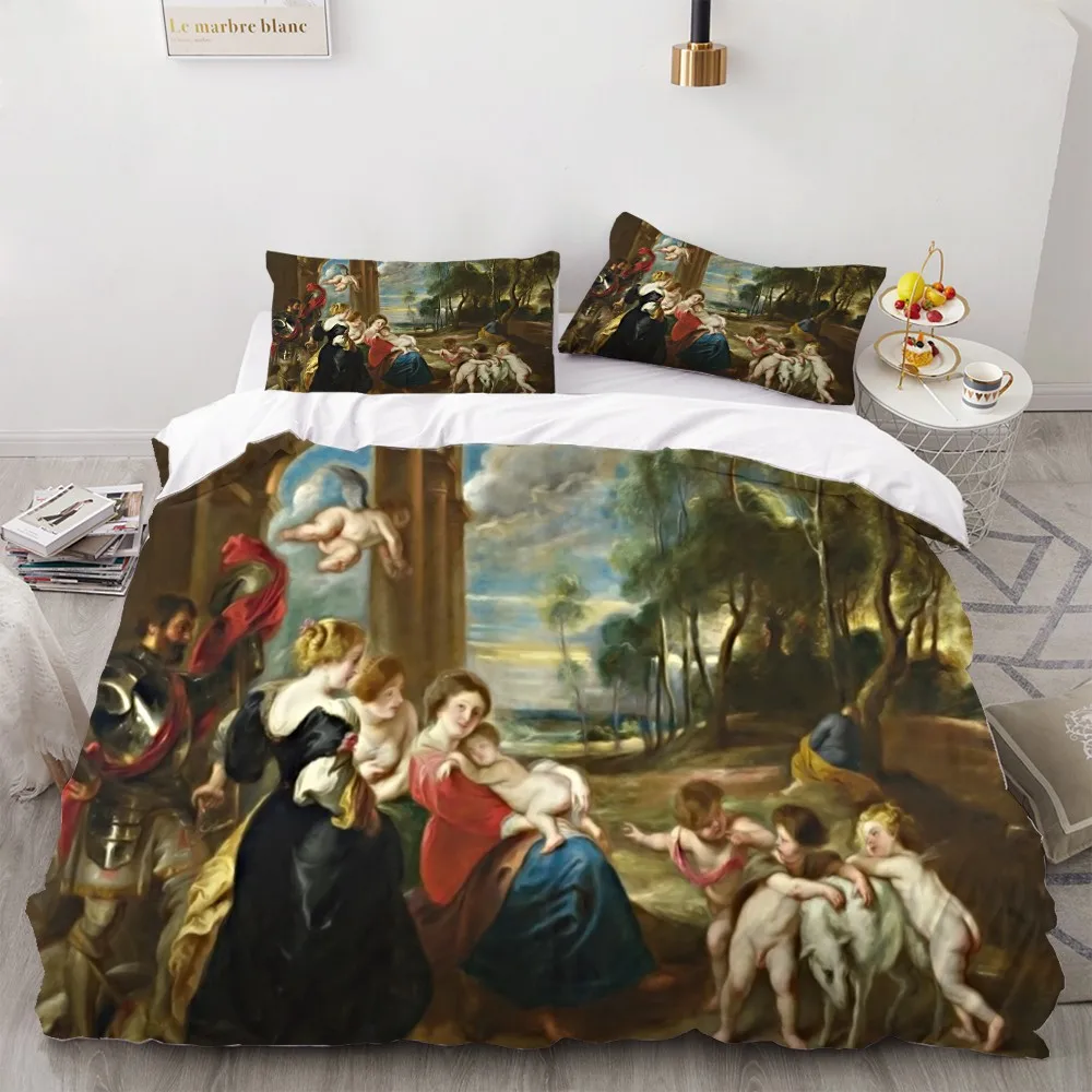 Angel Oil Painting Bedding Set para crianças,