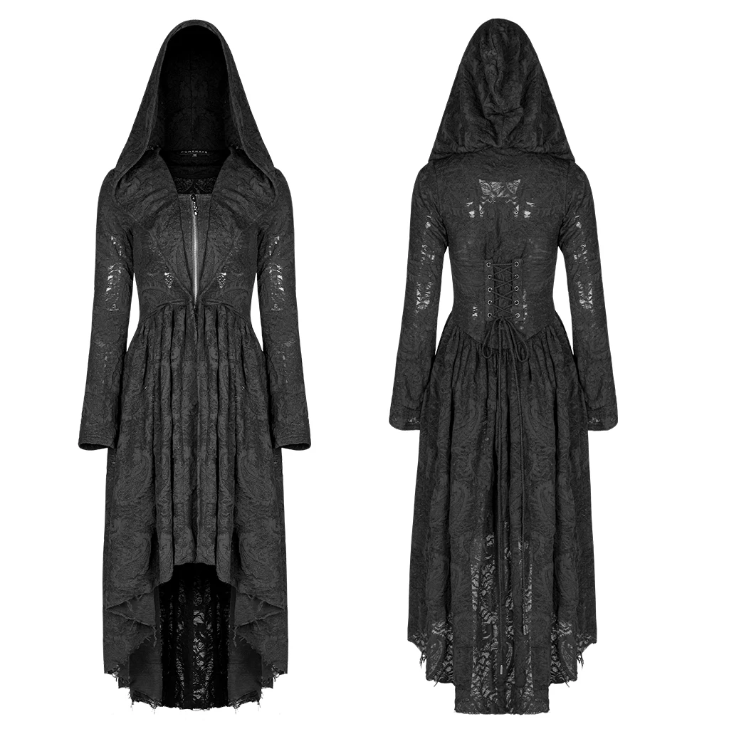 Панк рейв женский Готический ведьмин кардиган с капюшоном платье Темный-печатный тканый ткань Тонкий вечерние Клубные сценические костюмы