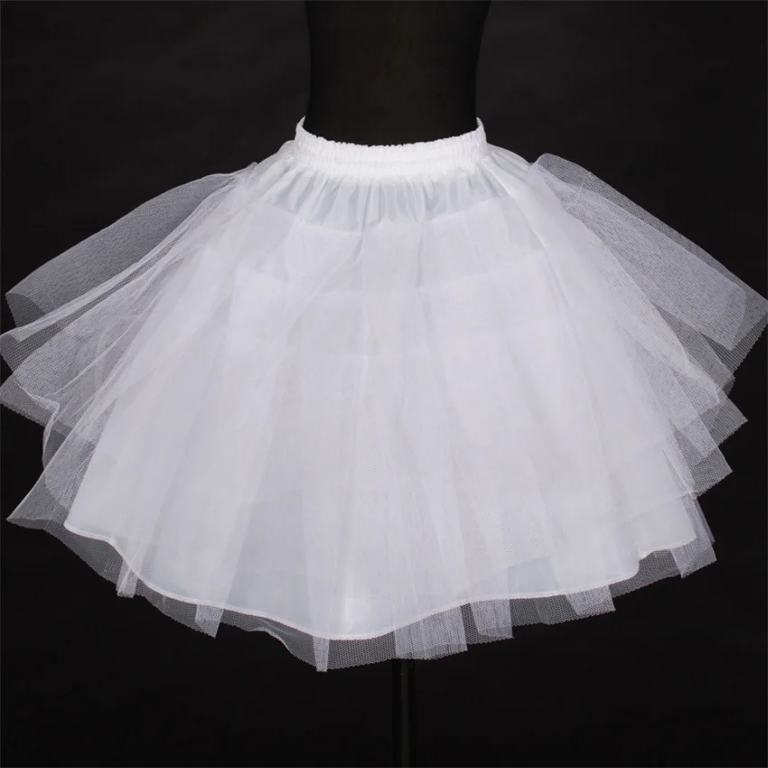 2020 Short Petticoat Kids Mini Tutu Waist Adjust 3 Layers Hoop Ruffle Girls Petticoat Crinoline Underskirt Wedding Accessories