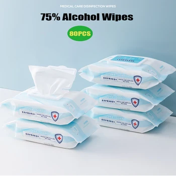 

New 80Pcs Alcohol Wet Wipe Disposable Disinfection Prep Swap Pad Antiseptic Skin Cleaning Care Jewelry Mobile Phone Clean Wipe