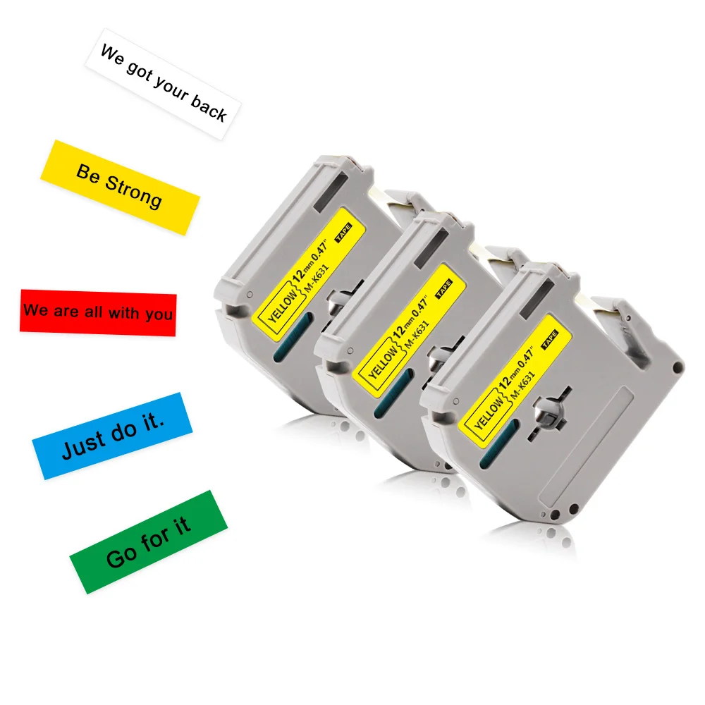9/12mm MK231 MK221 테이프 형제 PT-70 PT-80 라벨 프린터 MK-231 M-K231 MK-221 흰색 MK 레이블 테이프