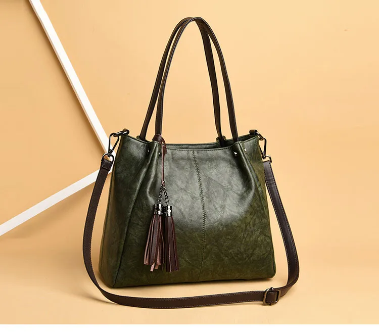 Grand sac à bandoulière en cuir femmes sacs à main fourre-tout sac à main rétro vintage gland chine dames sacs à main pour les femmes 2019 bolsa feminina