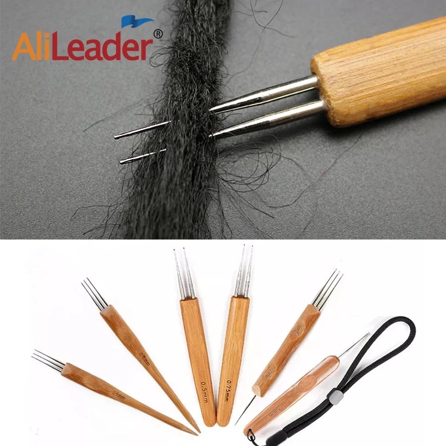 Alileader Crochet Hook For Dreadlocks Wig Needle 1/2/3 Hook Needle Hair  Extension Tool Braider 0.5Mm/0.75Mm Bamboo Needle Holder