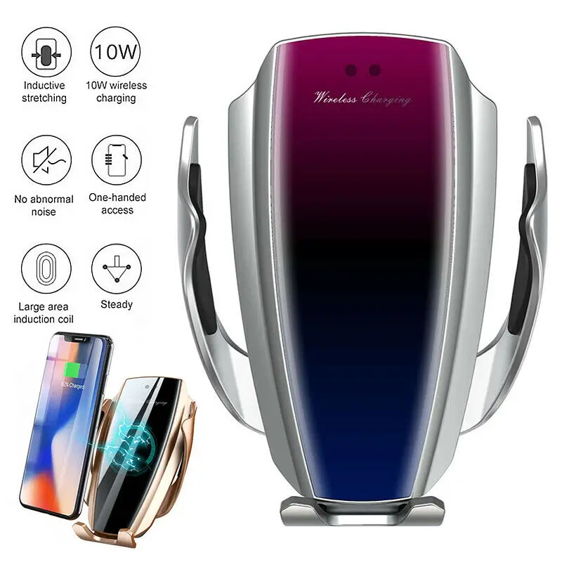 Автоматическое зажимное 10 Вт автомобильное беспроводное зарядное устройство для iPhone XR XS Max huawei P30 Pro samsung S10 Plus Smart Phone Qi Беспроводная зарядка