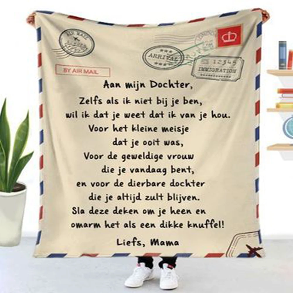 Flannel Blanket Air Mail 3D Printing Sofa Keeping Warm Children Blanket Home Textile Spanish and French Letter Printing Quilt-5