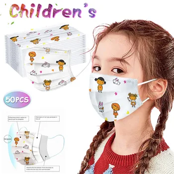 

50PC Children Disposable Print Face Mask Industrial 3Ply Ear Loop Breathable Protection Printing Face Mouth Mask Mascarilla
