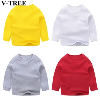 

Spring Autumn Children Shirts Solid Color Tops For Kids 1-12yeare Teenager School Bottom Girls Tees Boys Blouse Baby Clothing