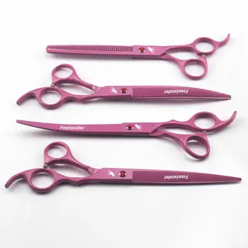 

8.0inchs Freelander pink Pet Scissors Set,Dog Cat Shears Cutting Scissors, Thinning Shear, Curved Scissors,Grooming Comb