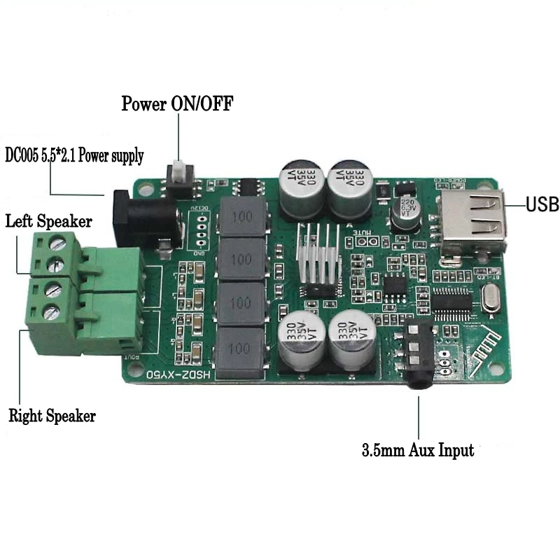 

TPA3116 2*50W Bluetooth 4.2 Audio Amplifier board digital stereo Power amplifiers AUX USB AMP DC 12V 24V