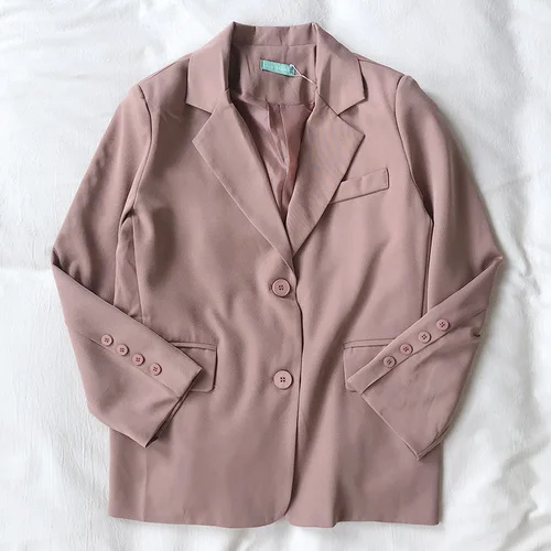 pink blazer Neploe/женский костюм, модные повседневные блейзеры и штаны с завышенной талией, офисный женский жакет с разрезом, брючные костюмы, корейский женский комплект из 2 предметов, 55201 - Цвет: pink blazer