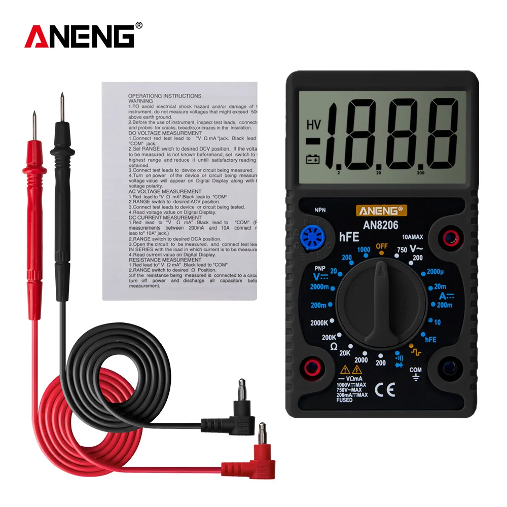 ANENG AN8206 мультиметр мультиметры цифровой тестер авто цифровые напряжения