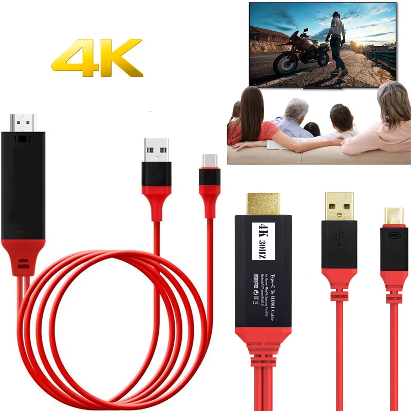 Type C кабель-Переходник USB на HDMI ТВ адаптер 4K HDTV видео кабель для MacBook Pro Samsung Galaxy S10