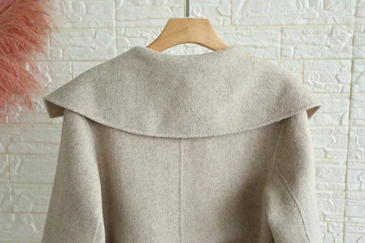 Новыя роскошная двусторонняя кашемировое пальто Оригинальное шерстяное пальто женский сплошной цвет длинные женские шерстяные пальто для женщин