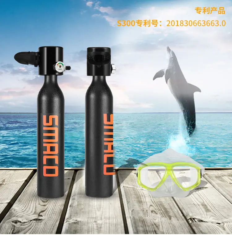 SMACO Scuba Diving Teaching Equipment Diving Small Oxygen Bottle Swimming Glasses Double Bottle Set