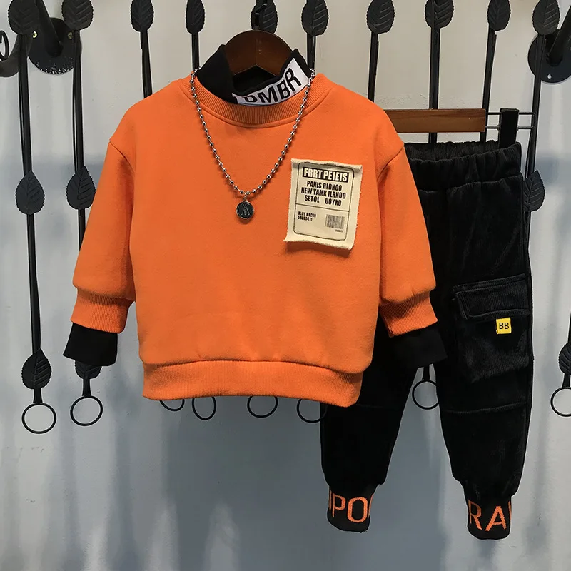 

Western Style Set Autumn & Winter 2019 New Style BOY'S Children Autumn Clothing in Spring And Autumn Korean-style Thick plus Vel