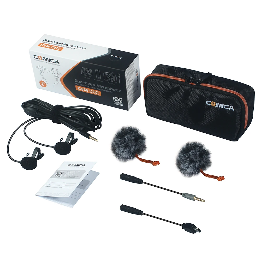 CoMica CVM-D02 микрофон 2,5 м 4,5 м 6,0 м петличный конденсаторный микрофон для DSLR камеры телефона Gopro Студийный микрофон