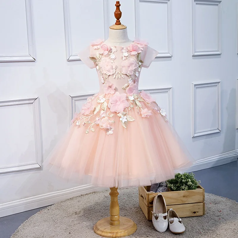 Платье с цветочным узором для девочек от 2 до 12 лет Детские платья для первого причастия на свадьбу, кружевное красивое платье бальное платье для малышей, пушистый костюм