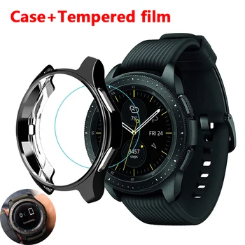 

Cover for Samsung Galaxy Watch 46mm 42mm Gear S3 frontier case galss bumper soft smart watch accessories plated protective shell