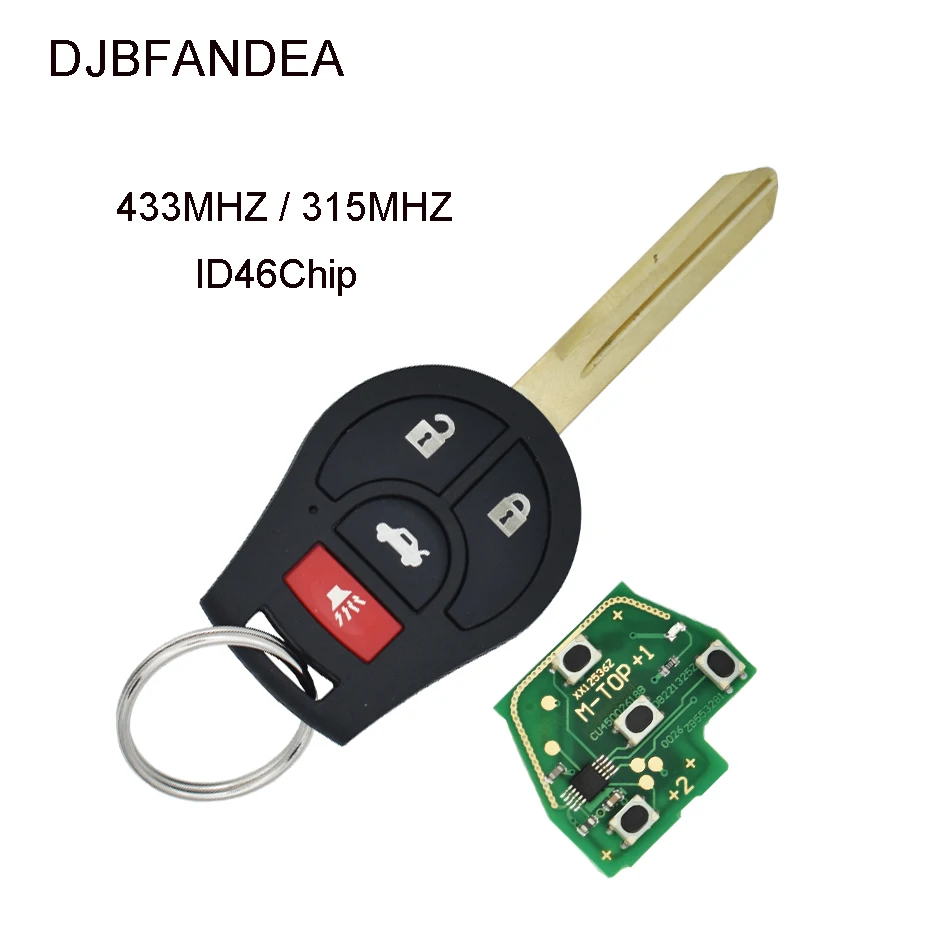 DJBFANDEA 433MHZ / 315MHZ 4Buttons ID46 PCF7936 Chip Remote Car Key Fob for Nissan Altima Armada Juke Cube Maxima Sentra Rogue | Автомобили