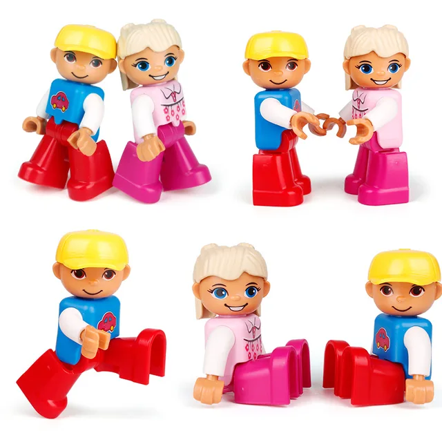 Play House Doll Big Building Blocks Model Accessory Family Worker Doctor Firemen Toys For Children Compatible Bricks Figures Set 5
