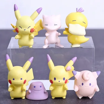 

Anime Cartoon Monsters Center Mew Ditto Psyduck Jigglypuff Mini PVC Figures Collectible Toys Dolls 6pcs/set