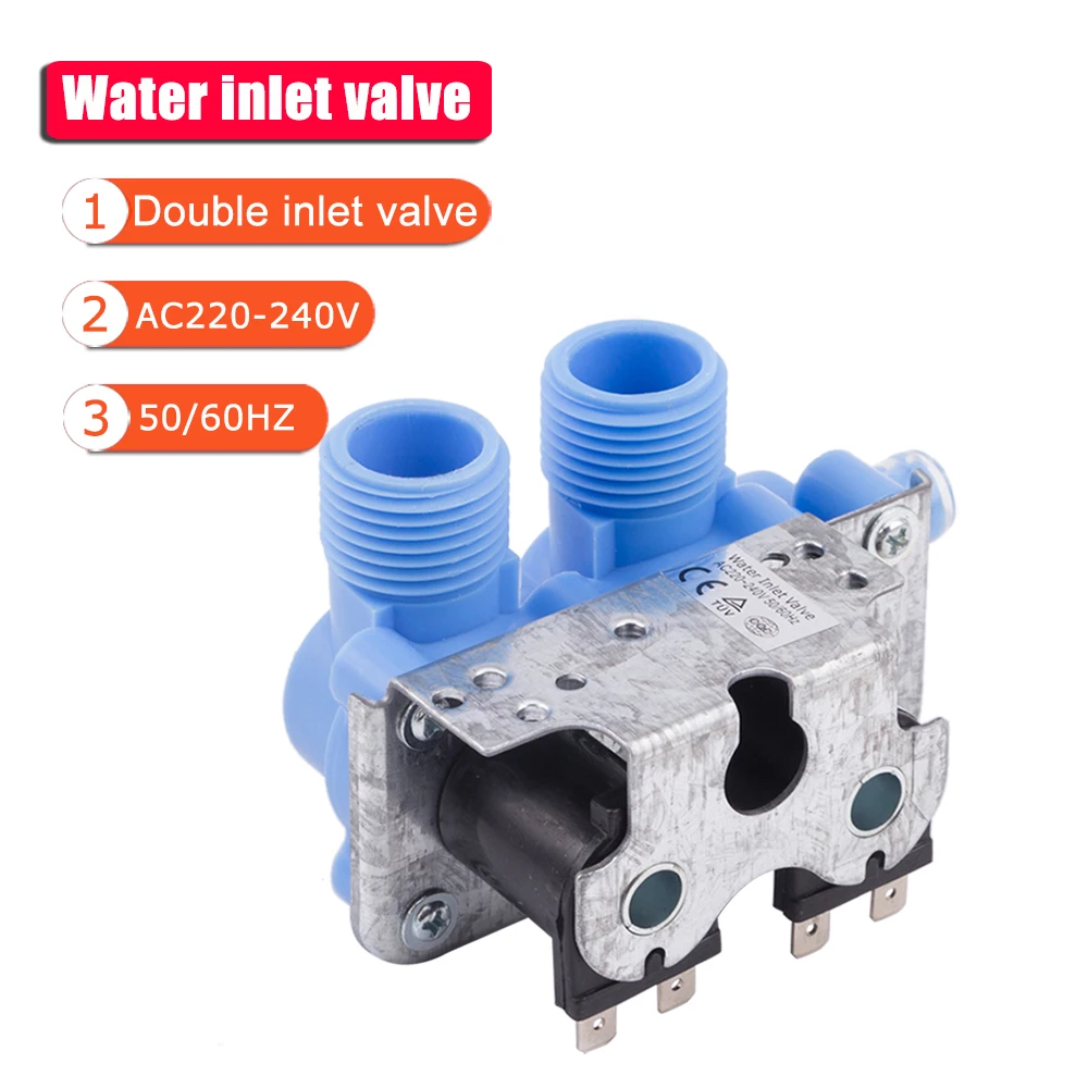 Interruptor de Válvula de Entrada Dupla de Água Novo Genuine Inlet Solenoid Valve Washer Machine Maintenance Peça Pós-venda 220v