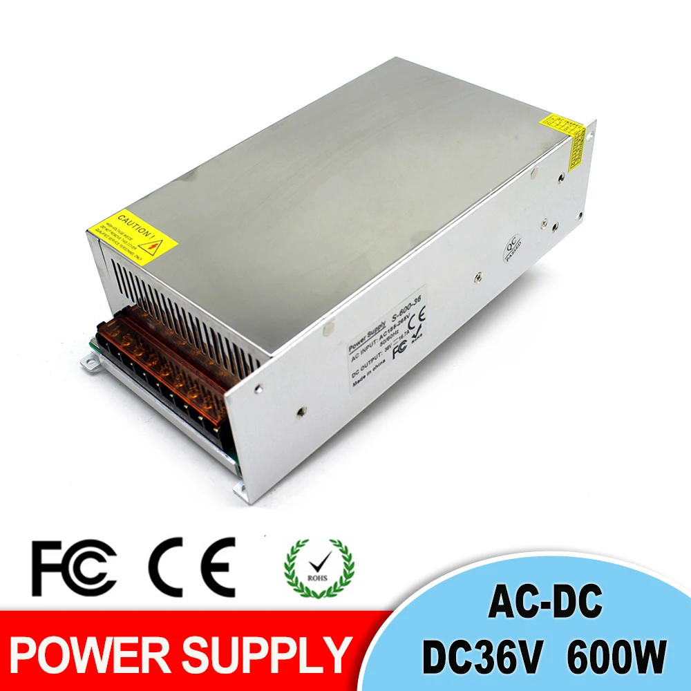 DC 36V 16.7A 600W переключатель питания драйвера для светодиодных лент светильник