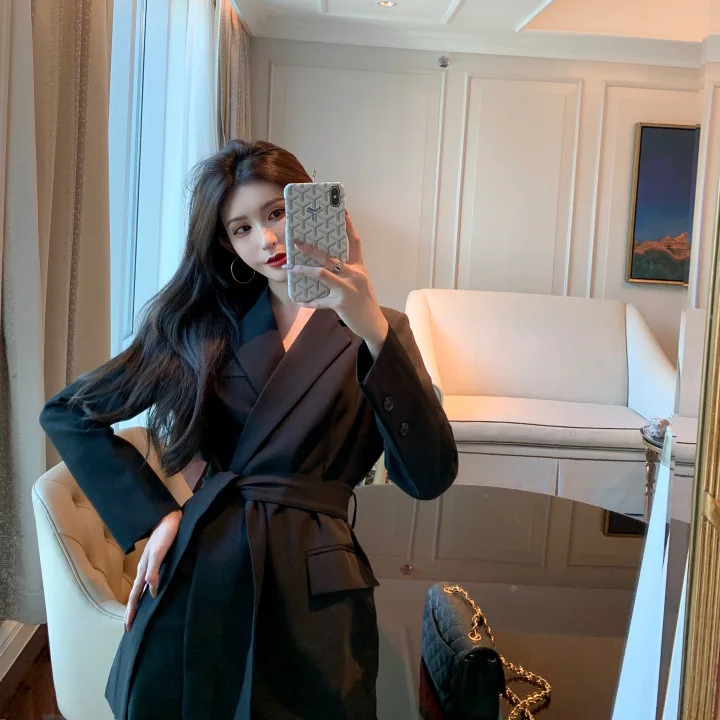 

9112 # Autumn And Winter WOMEN'S Dress Net Price ~ CHIC Retro of Belt Korean-style Casual Elegant INS Suit