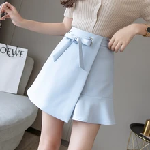 Женская мини-юбка с неровным рисунком русалки, облегающие черные мини-юбки с высокой талией и оборками для женщин, Новинка лета