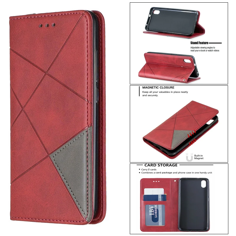 

Geometric business Magnetic buckle holster For redmi 8A 7A K20 pro note 7 flip stand Cover case For xiaomi 9T CC9 pro note10 pro
